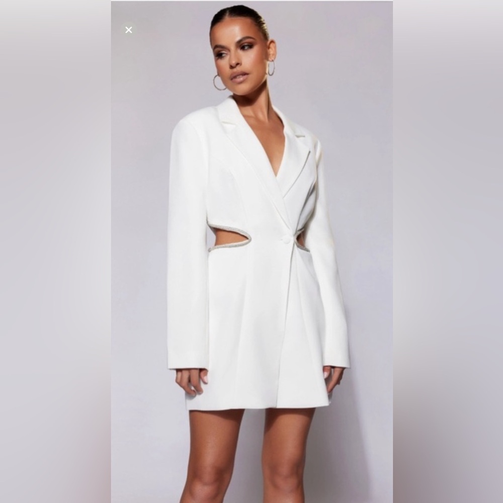 Bridal blazer dress with rhinestone Meshki Shyann Diamante Cut Out Blazer Dress